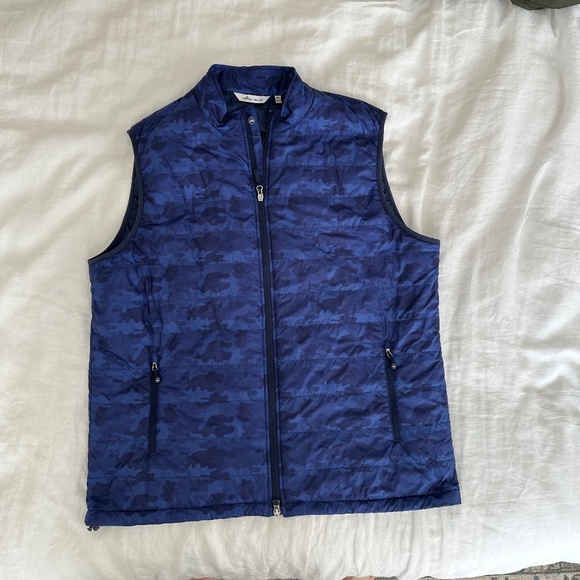Peter Millar Men's Hyperlight Blue Camo Zip Up Vest Size XLT - Picture 1 of 5